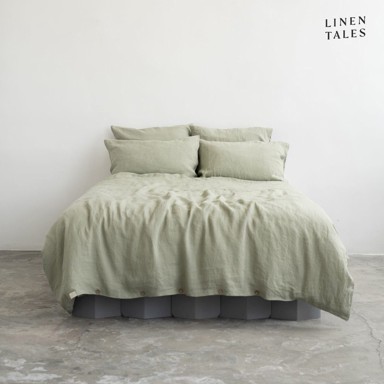 LINEN TALES Svjetlo zelena lanena posteljina 200x200 cm za bračni krevet