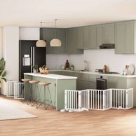 Vrata za pse s vratašcima 15 panela sklopiva 750 cm drvo topole 50 x 60 x 2 cm, bijela