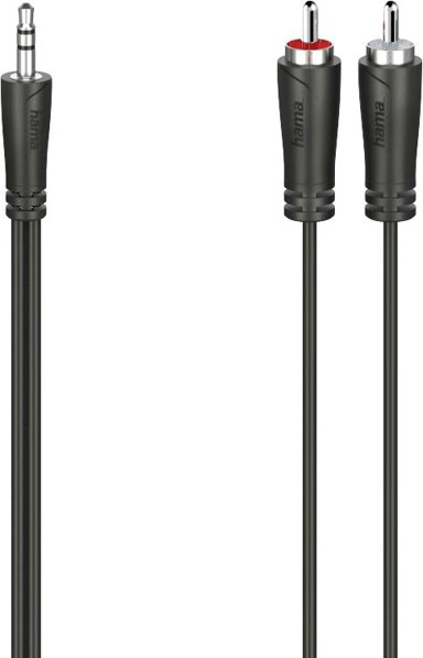 HAMA Audio kabel 3.5 mm na 2x RCA, 5 m, crni