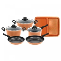 HERZBERG Set posuđa HG-04838 9 dijelova s neprianjajućim premazom