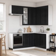 Kuhinjska jedinica Porto, 8 kom, konstruirano drvo, crna