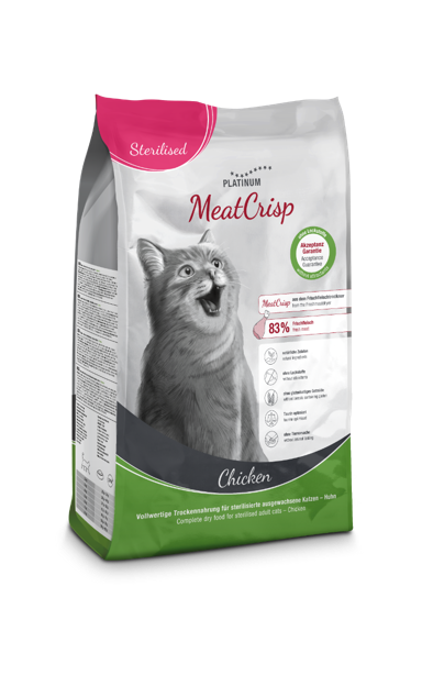 PLATINUM Hrana za mačke MeatCrisp Sterilised Adult, piletina, 1,5 kg