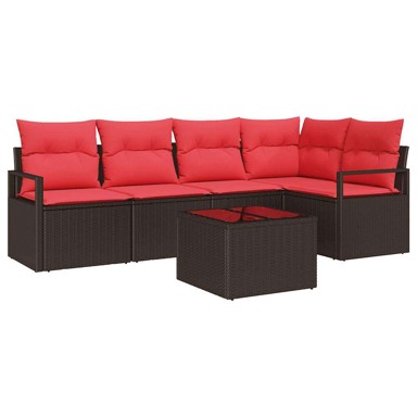 Set sofa 6 kom, poliratan, smeđa
