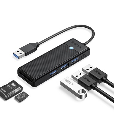 ORICO USB čvorište PAPW3AT-U3-015-BK-BP, 4x USB-A 3.0, crno