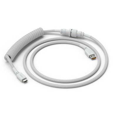GLORIOUS Spiralni kabel Ghost White, USB-C na USB-A, 1,37 m, bijeli