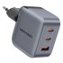 VENTION GaN punjač USB-C + USB-C + USB-A 70W, sivi