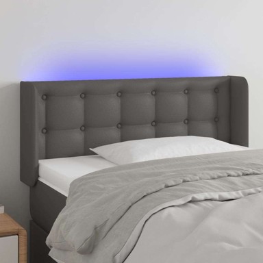 LED uzglavlje, 103x16x78/88 cm, umjetna koža, siva