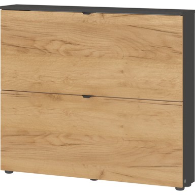 GERMANIA Antracitno sivi/u prirodnoj boji preklopni/viseći ormarić za cipele u dekoru hrasta 100x85x19 cm Renell 