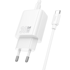 HOCO Punjač N63, GaN, USB-A i Type-C, Type-C na Type-C kabel, PD, 30 W, bijela