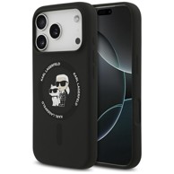 KARL LAGERFELD Silikonska MagSafe maskica s prstenom Karl&Choupette iPhone 17 Pro Crna