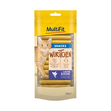 MULTIFIT Poslastica za mačke Snack Sausages, losos, 12x9 g