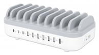 MANHATTAN Punionica Charging Station 10-portna (3×USB-C PD do 18W + 7×USB-A do 12W), bijela/siva