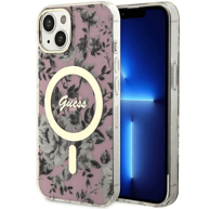 GUESS Maskica Flowers za iPhone 14, roza