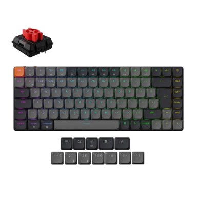 KEYCHRON Bežična mehanička tipkovnica K3, RGB, Milk POM Red Switch, UK Layout, crna
