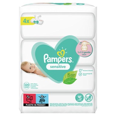 PAMPERS Sensitive vlažne maramice 4 x 80 kom