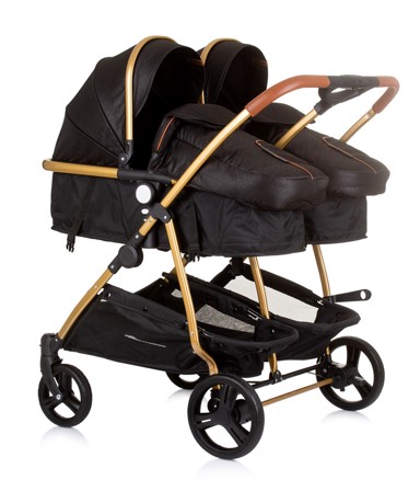 CHIPOLINO Dječja kolica Duo smart za blizance - Obsidian Gold