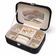 LIVEFY Kutija za nakit Aurora, crno, velur, 21,5 x 14 x 7 cm