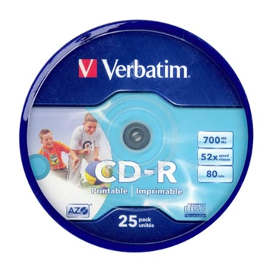 VERBATIM CD-R AZO Wide Inkjet Printable, 700 MB, 25 kom
