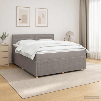 Boxspring krevet s madracem 180 x 200 cm, tkanina, sivosmeđi