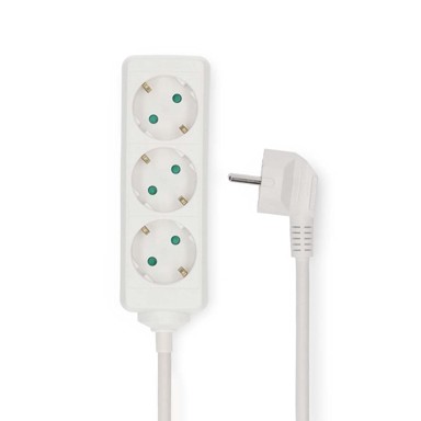 NEDIS Produžna utičnica tip f CEE 7 7 3 kraka 5 00 m 3680 W 16 A vrsta uzemljenja bočni kontakti 230 V AC 50 60 Hz kut utičnice 45 H05VV f 3G1 5 mm², bijela
