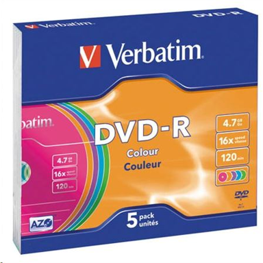 VERBATIM DVD-R Colour, 4,7 GB, 5 kom