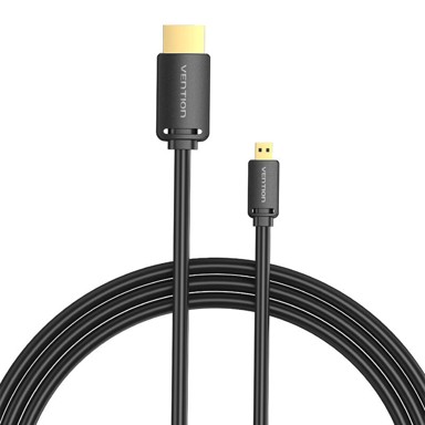 VENTION HDMI kabel, AGIBH, HDMI-D muški na HDMI-A muški, 2m, 4K 60Hz, crni