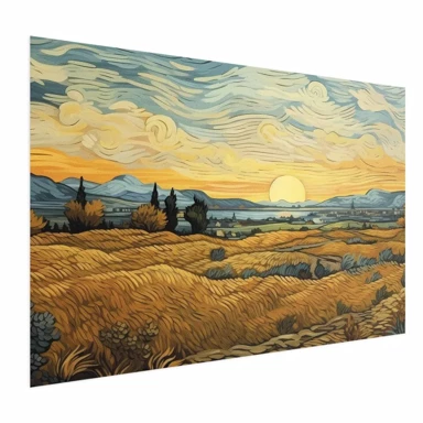 Plakat Impresionistička polja, naslikani zlatni krajolik sa žitnim poljima, 60x40 cm