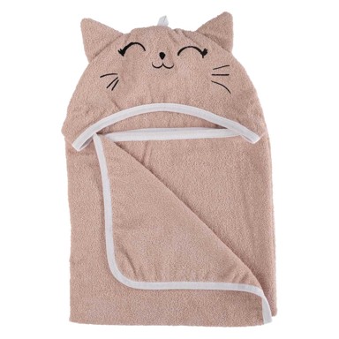 BUBABA BY FREEON Ručnik Mačka, 110x75 cm, sa kapuljačom, roza