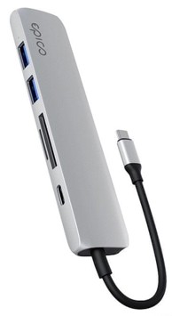 EPICO Priključna stanica 6-u-1, HDMI 8K, USB-C, 100 W, srebrna