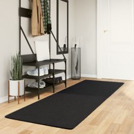 Tepih Huarte kratkih vlakana mekani i perivi crni 80 x 250 cm