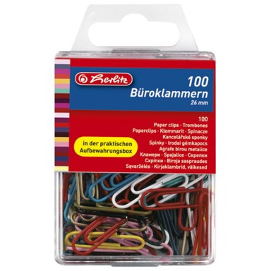 HERLITZ Ručne spajalice u PVC kutiji, 100 kom, boja, blister