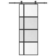 Klizna vrata s priborom od kaljenog stakla i aluminija mat i prozirna 76x205 cm