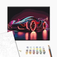 Slika za samostalno slikanje Neonski automobil, 50x40 cm