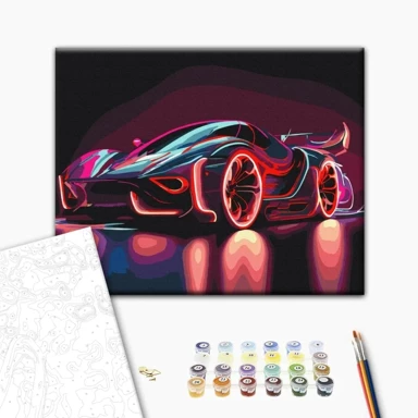 Slika za samostalno slikanje Neonski automobil, 50x40 cm