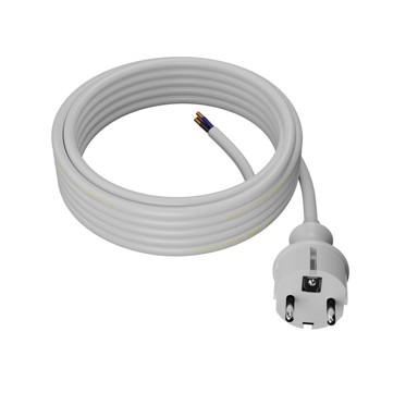 Kabel za napajanje s ravnim utikačem 4 m 3 x 1,5 mm² 16 A IP44, bijeli