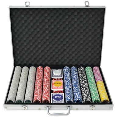 Set za poker, 1000 laserskih žetona, aluminij