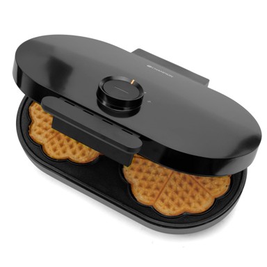 CHAMPION Aparat za vafle, dvostruki kalup u obliku srca, 1600 W, bez PFAS-a