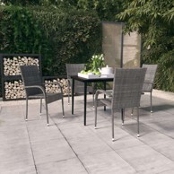 Vrtna garnitura, 5-dijelni set, dužina stola 80 cm, siva i crna
