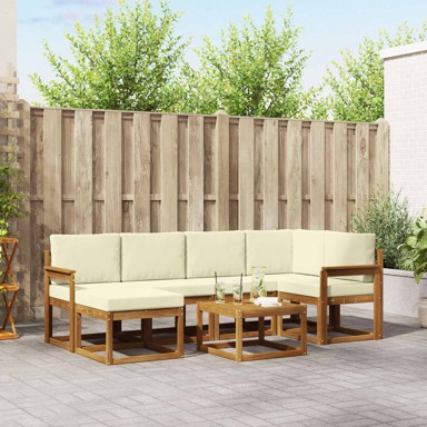 Set vanjskih sofa s jastukom, 7 kom, prirodna i krem
