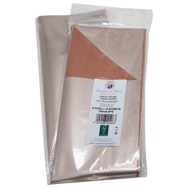 CARTOTECNICA ROSSI Ukrasni papir Tissue Z8045, 50 x 75 cm, 6 kom, blister, metalik bakreno-platinasti