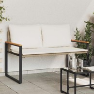 Klupa s jastukom 115 x 65 x 72 cm, ratan, bež i krem bijela
