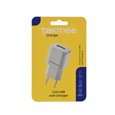 TEKMEE Punjač, 2.0 A, 1 USB , bijeli