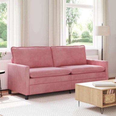 Sofa 196 x 81 x 87,5 cm, baršun, ružičasta