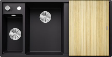 BLANCO Sudoper Axia III 6 S InFino, Silgranit, daska drvo, bazen lijevo, crna