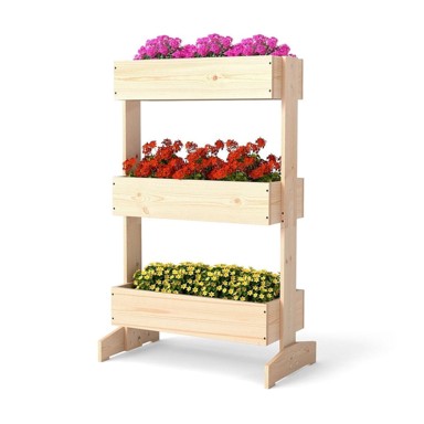 NORTHIX Vertikalna vrtna žardinjera s 3 razine od borovine, 69x39x109 cm