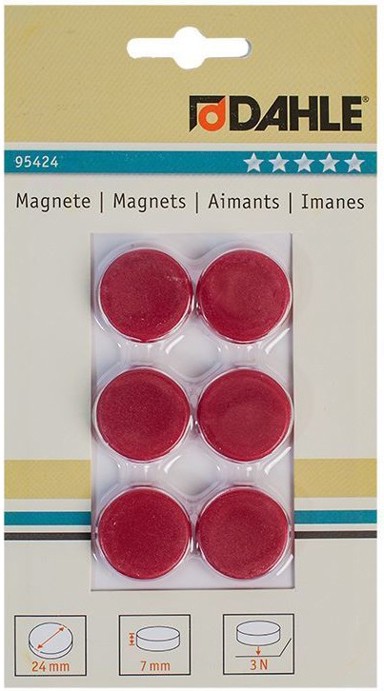 DAHLE Magneti Φ24 mm, crveni, 6/1