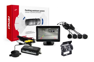 AMIO Parking senzori, 4 kom, crni, 22 mm, TFT01 4,3'' zaslon, buzzer, HD-501-IR kamera za rikverc