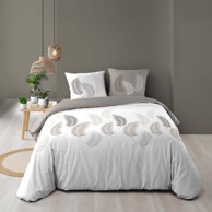 DOUCEUR D'INTÉRIEUR Posteljina Goyave 200x200 cm za bračni krevet od pamučnog materijala bijela/siva