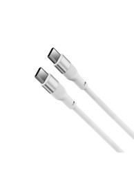 KSIX Kabel USB-C na USB-C, 60 W, silikonski, aluminijski konektori, 1 m, bijeli