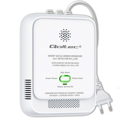 QOLTEC Certificirani senzor curenja prirodnog plina i ugljičnog monoksida (CO), CH4 CO detektor, alarm od 85 dB, LED